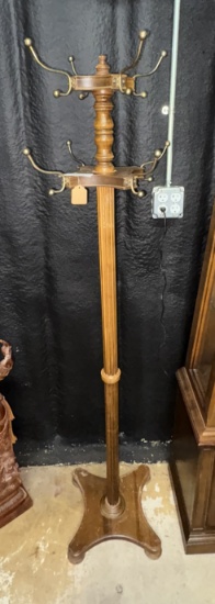 Vintage Butler Double Layered Coat Rack W/ Gold Ha
