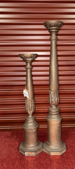 Wooden Carved Standing Candle Holders