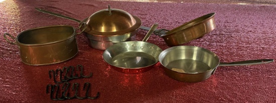 Vintage Assortment Hanging Copperware W/ Hooks