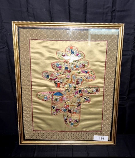 Chinese Longevity Silk Embroidery Tapestry