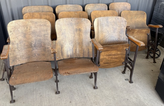 11 Wooden Theatre Chairs