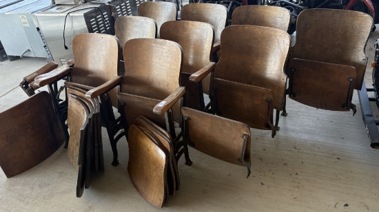 10 Vintage Wooden Theatre Chairs