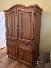 Rustic Solid Pine Storage Armoire W/