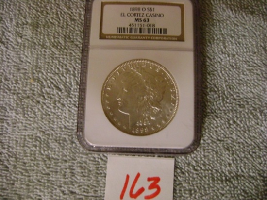 1 - 1898 O Binion Morgan dollar Coll. MS 63