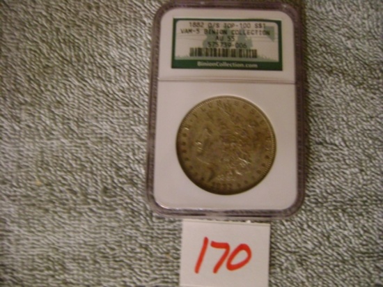 1 - 1882 O/S Binion Morgan dollar Coll, AU 55