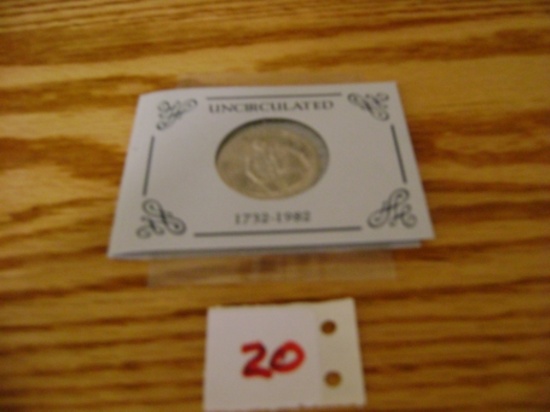 1 - 1982 250th Anniv of the birth of George Washington Silver Comm ½ dollar UNC coin