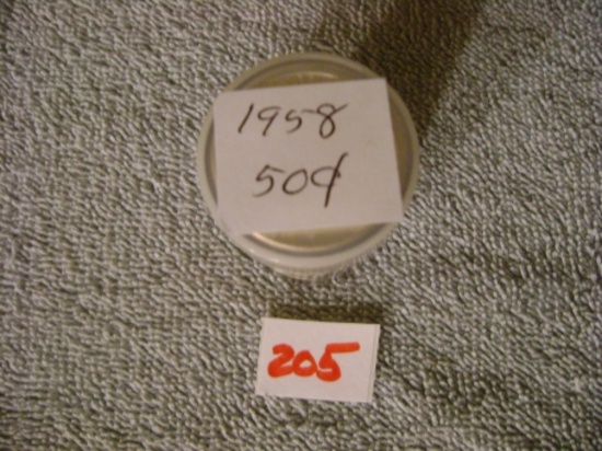 1- 1958 Franklin ½ dollar Silver roll 20pc BU