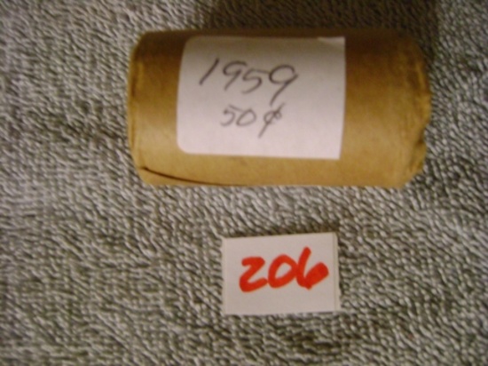 1- 1959 Franklin ½ dollar Silver roll 20pc BU