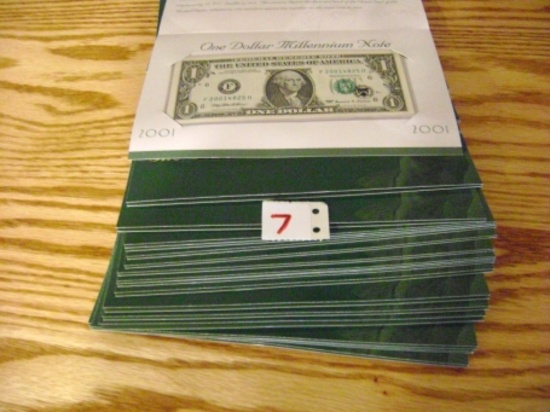 25 - 2001 $1 Millennium consecutive notes with  2001 in every serial number