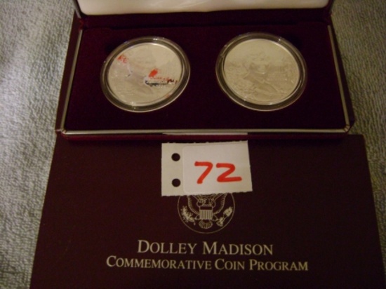 5 - 1999 Dolly Madison Proof & UNC 1oz 2 coin set