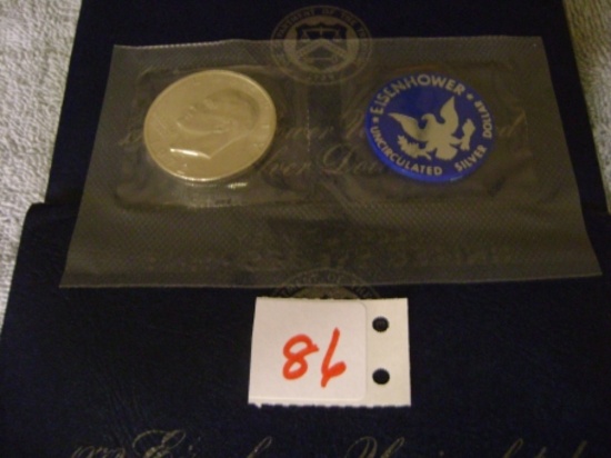 7 - 1972 S Ike BU Silver dollar in blue envelopes