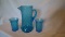 Blue pitcher 9.5”x6” with 2 tumblers