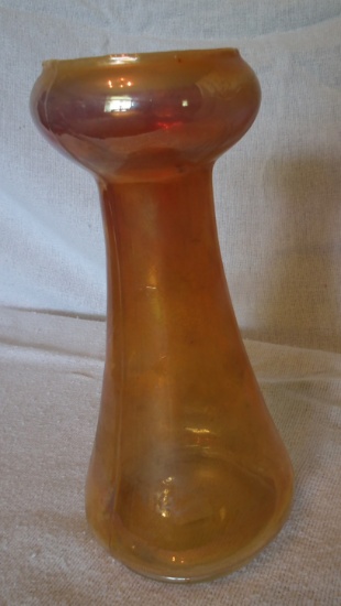 Peach opal fruit pinched vase 8”