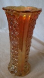 Marigold cut glass vase 8”