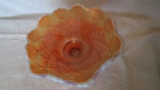 Peach opal cut glass dish 3”x6”	