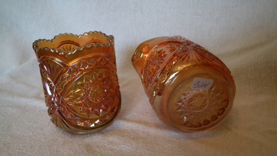 Marigold cut glass sugar & creamer 4.5”x3.5”