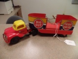Walt Reach toy by Courtland tin windup, Big Dot freight hauler (Works)