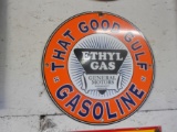 Gulf gasoline-Ethyl gas GM, believed to be orig. sign