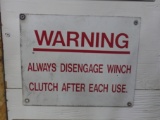 Winch Warning sign