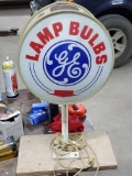 GE lamp bulbs lighted sign