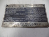Galion Roller Serial tag