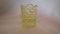 Yellow opalescent footed toothpick holder