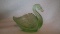 Green swan with open back (candy dish?), 3 7/8”H x 2.75”W