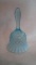 Blue opalescent bell, hobnail pattern, clear clapper, 5.5”H x 3 3/8”W