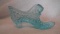 Blue opalescent ladies' heeled shoe/boot (candy dish?), 2 7/8”H x 6 1/8”W