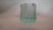 Light blue opalescent toothpick holder, unreadable maker mark on bottom, 2 1/8”H x 2 3/8”W