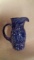 Blue & white splatterware pitcher, marked Gibson 1935, 6.5”H x 2”W