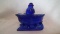 Blue covered candy dish