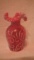 Cranberry opalescent vase