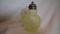 Yellow opalescent sugar shaker, daisy & fern pattern, 6.5”H x 4.75”W