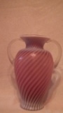 Cranberry opalescent vase,