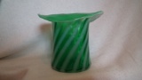 Green opalescent vase