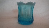 Blue opalescent & light blue toothpick holder