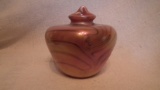 Pink with purple swirls tulip vase/pot, 4.5”H x 4.75”W