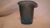 Blue-gray creamer, drapery leaf design, 3.75”H x 3 5/8”W