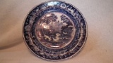 Flow blue round plate