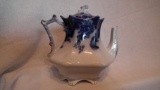 Flow blue tea pot