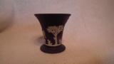 Dark blue & white toothpick holder, marked Wedgwood RP 3 73 Made in England, 2.5”H x 2.5”W