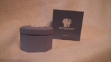 Small blue & white lozenge (covered box), marked Wedgwood Box J1000 3737, 1.5”H x 2”W