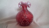 Cranberry opalescent pitcher,