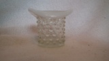 White opalescent top hat toothpick holder, 2.75”H x 3.25”W