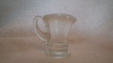 White opalescent topped clear bottom pitcher toothpick holder with handle, 2”H x 2.25”W