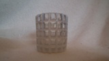 White opalescent toothpick holder, checkerboard pattern, 2 3/8”H x 2.25”W