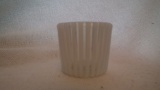 White opalescent toothpick holder, vertical stripes pattern, 1 7/8”H x 2 1/8”W