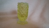 Yellow opalescent toothpick holder,