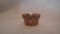 Salt dip, heart shaped, amber mottled, signed Crider 2009, 1”H x 1 7/8” W